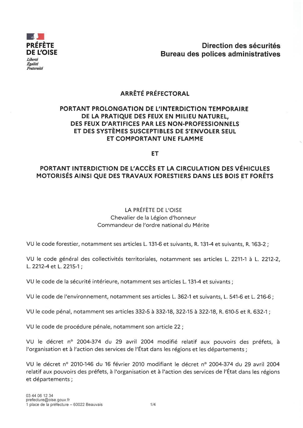 Arrete portant interdiction temporaire feux 09 08 221