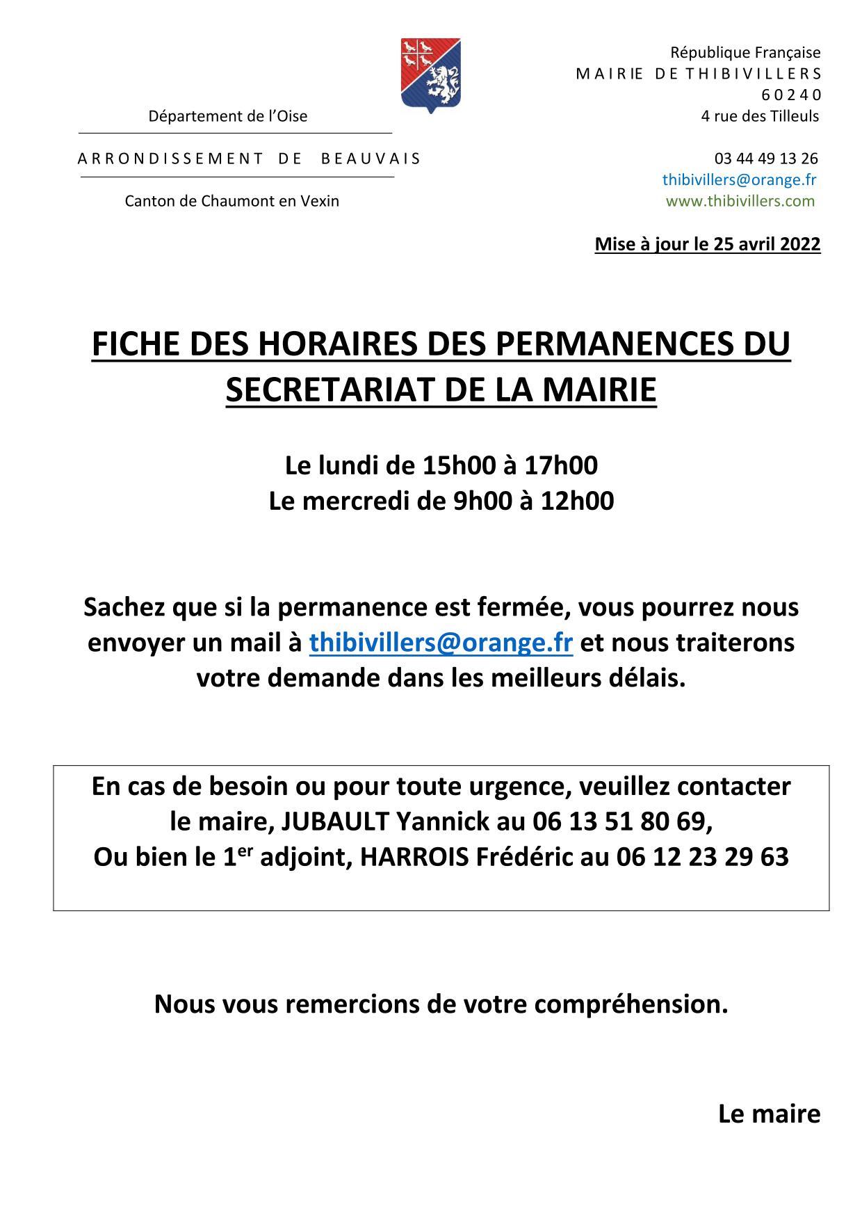 Avis horaire ouverture mairie1