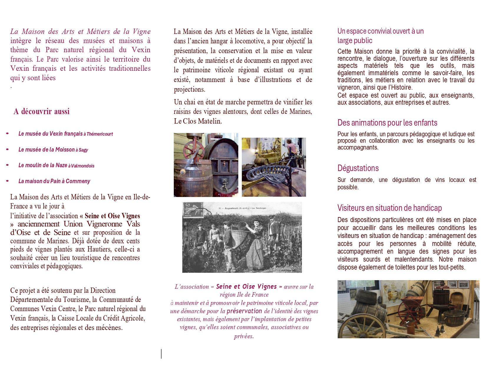 Flyer maison des arts et metiers de la vigne v