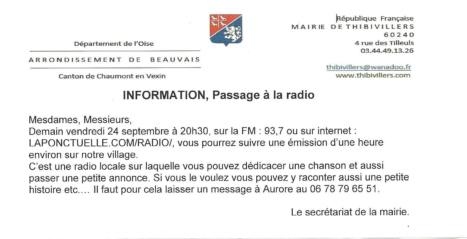 Infos radio thibi